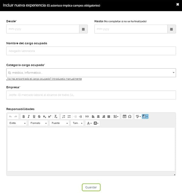 Experiencia profesional en Jobfie