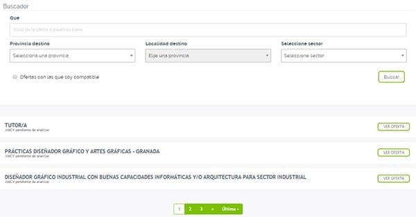 Filtros para buscar trabajo en Jobfie