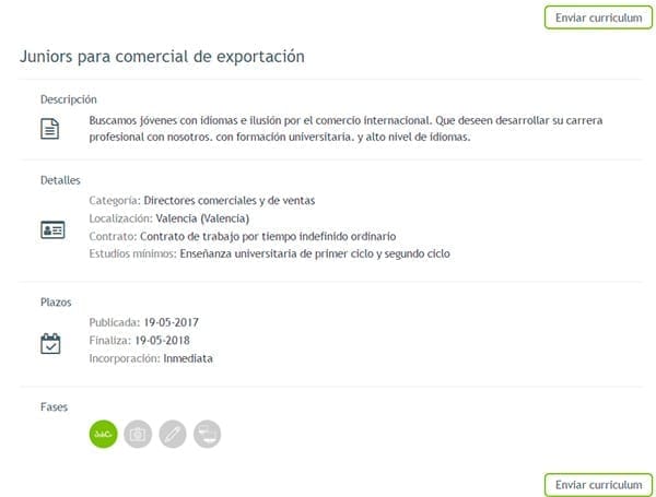Detalles y fases del trabajo de Jobfie