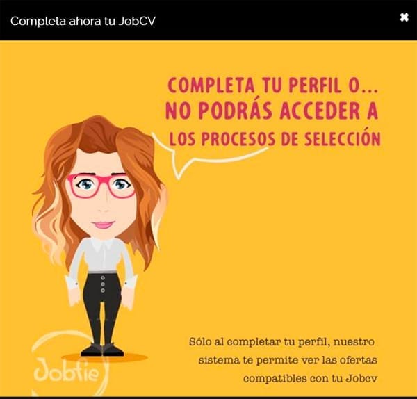 Complete su perfil de Jobfie