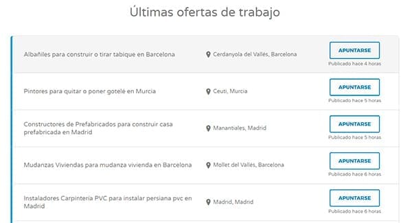 Resultados de la búsqueda de empleo en Construfy