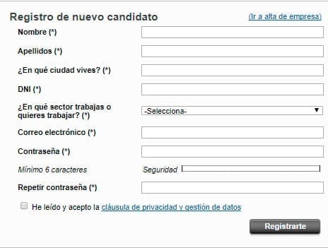 Registrarse Quiero un trabajo