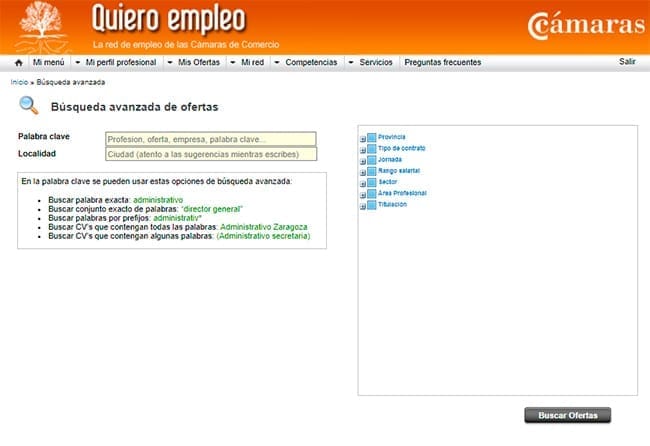 Búsqueda avanzada de trabajo en Quiero trabajo