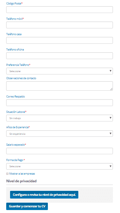 Crea tu CV en Trabanjo.com de forma tradicional