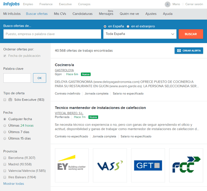Filtra tu búsqueda de empleo en Infojobs