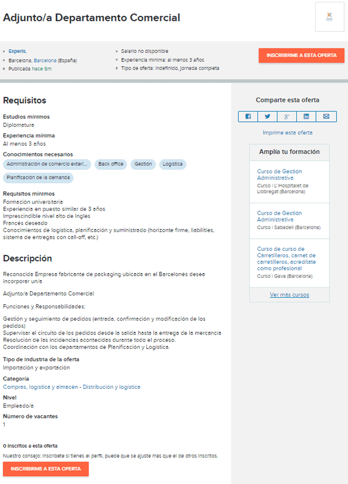 Oferta de trabajo Infojobs